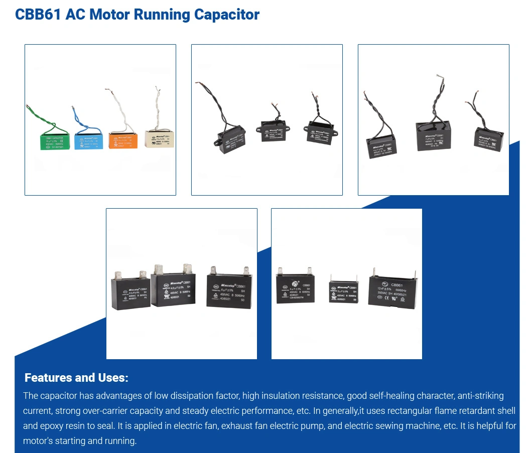 Anhui China Through Hole Mascotop, Star, Eagle Run Cbb61 Capacitor