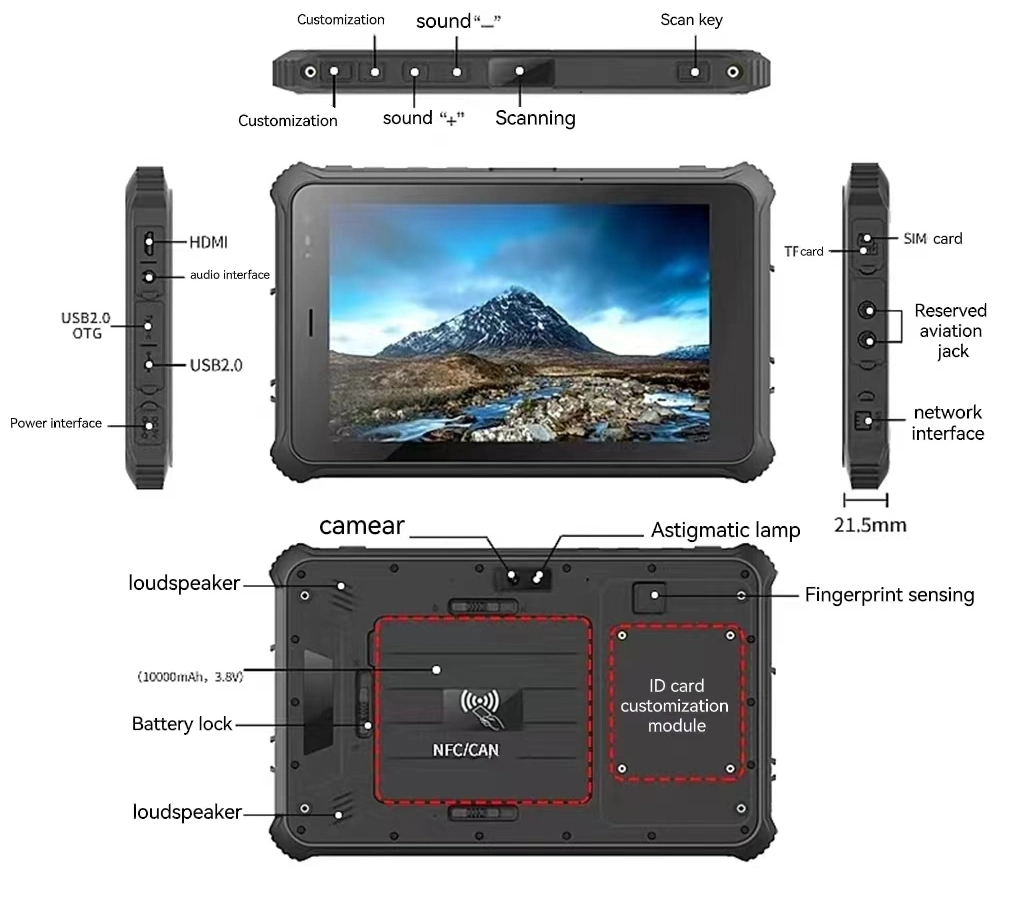 8 Inch Industrial Rugged Tablet PC 3 Proof Android Tablet Computer