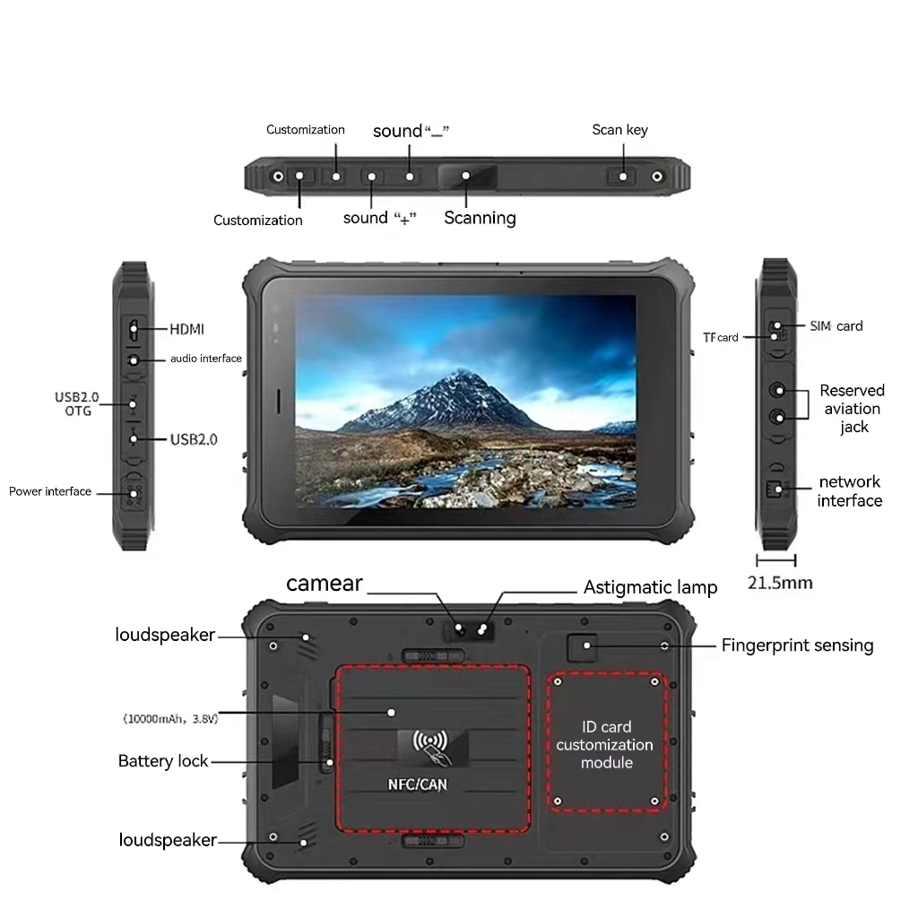 Rugged Industrial Handheld Terminal Tablet PC Android 10.1 Inch Portable NFC Reader Module Tablet