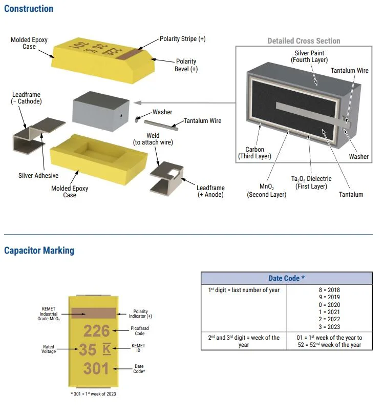 Surface Mount Standard Tantalum T491 Mno2 Voltage 2.5-50 VDC, Capacitance 0.1-1000 UF Tantalum Chip Capacitor