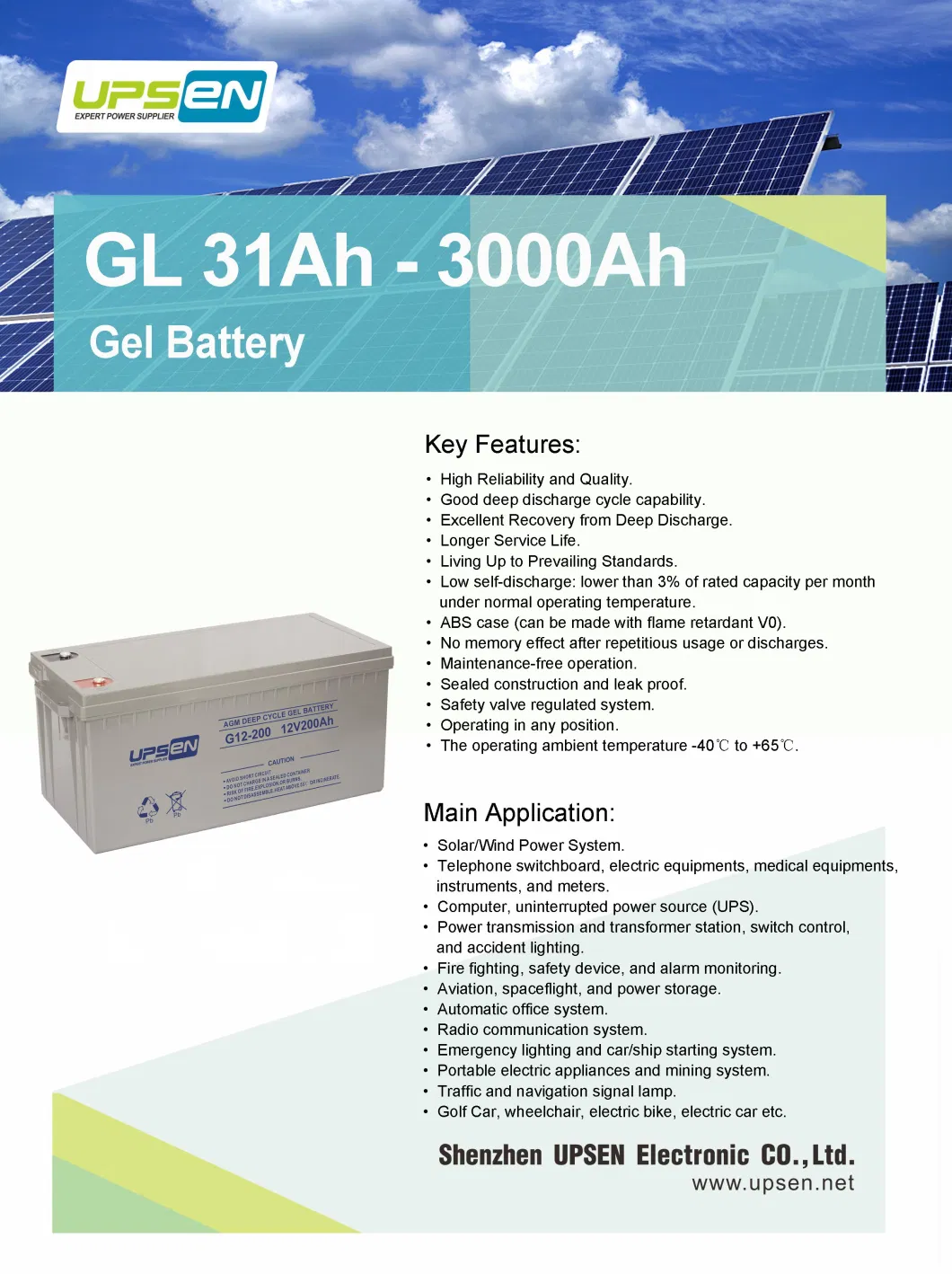 Solar Battery 12V 100ah Gel Battery UPS Battery Deep Cycle Battery 12V Battery for Solar Power System