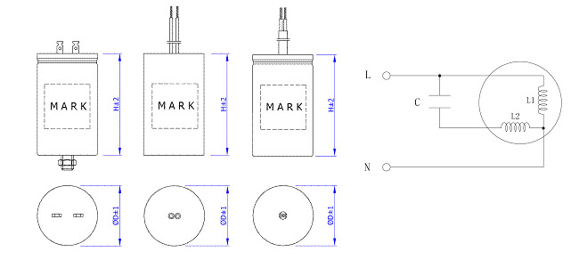 Smiler CD60 125V Capacitor AC Motor 40/85/21 CD Capacitor Original Manufacturer Starter Capacitor