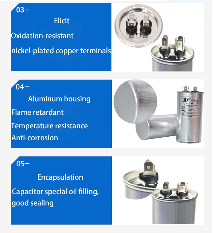 Manufacturer Air Conditioning Capacitor - Cbb65 Model No.: 25/70/21, 25/85/21, 40/70/21, 40/85/21