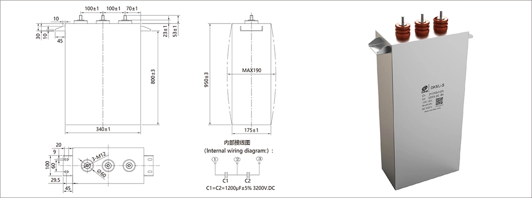 Chinese 5000UF 1200VDC DC-Link Pure Electric and Hybrid Cars Super Film Capacitor