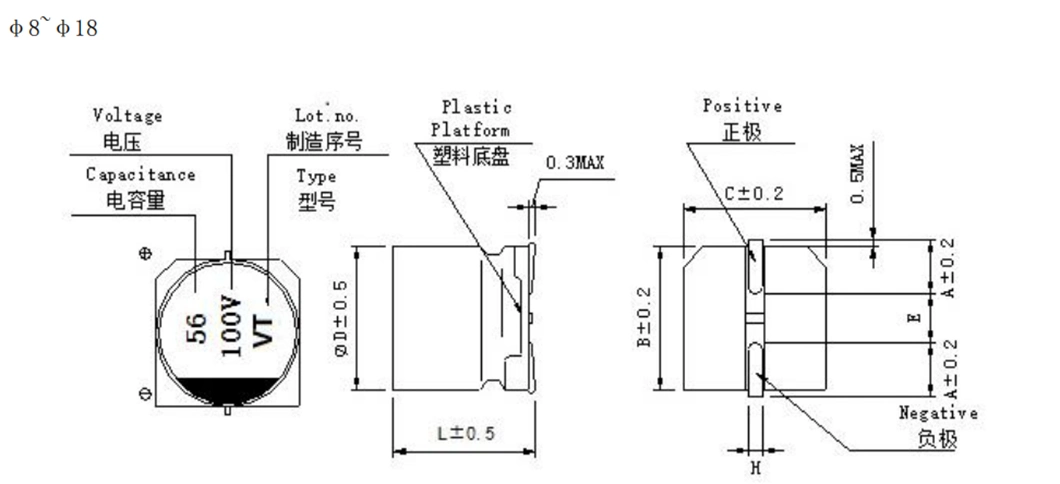 SMD 100V 33UF 1.0UF 10UF 10V 22UF 25V 6.3V Aluminum Electrolytic AC Capacitor