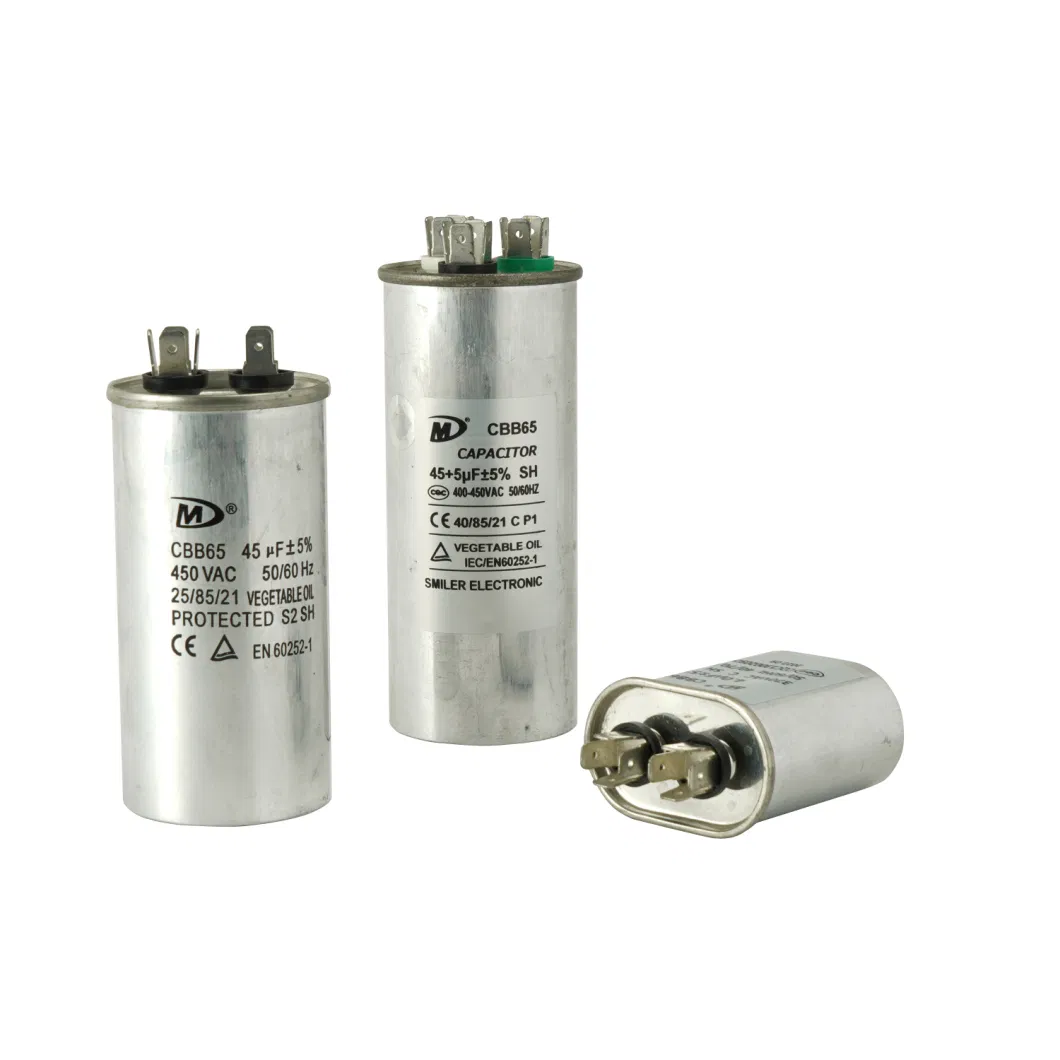 Cbb65 450V 45UF 50UF 60UF Aluminum Electronics Polypropylene Film Capacitor with a Large Capacity