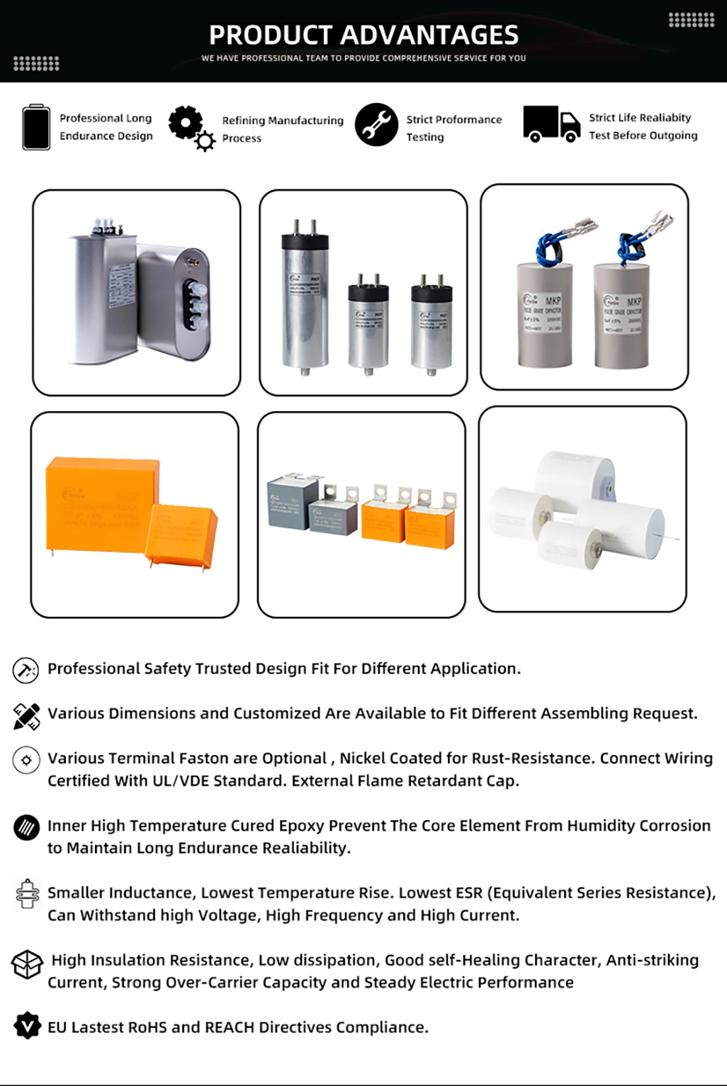 Ks Pinge High Voltage Original Manufacturer 630VDC~2500VDC Electronic Components Capacitor