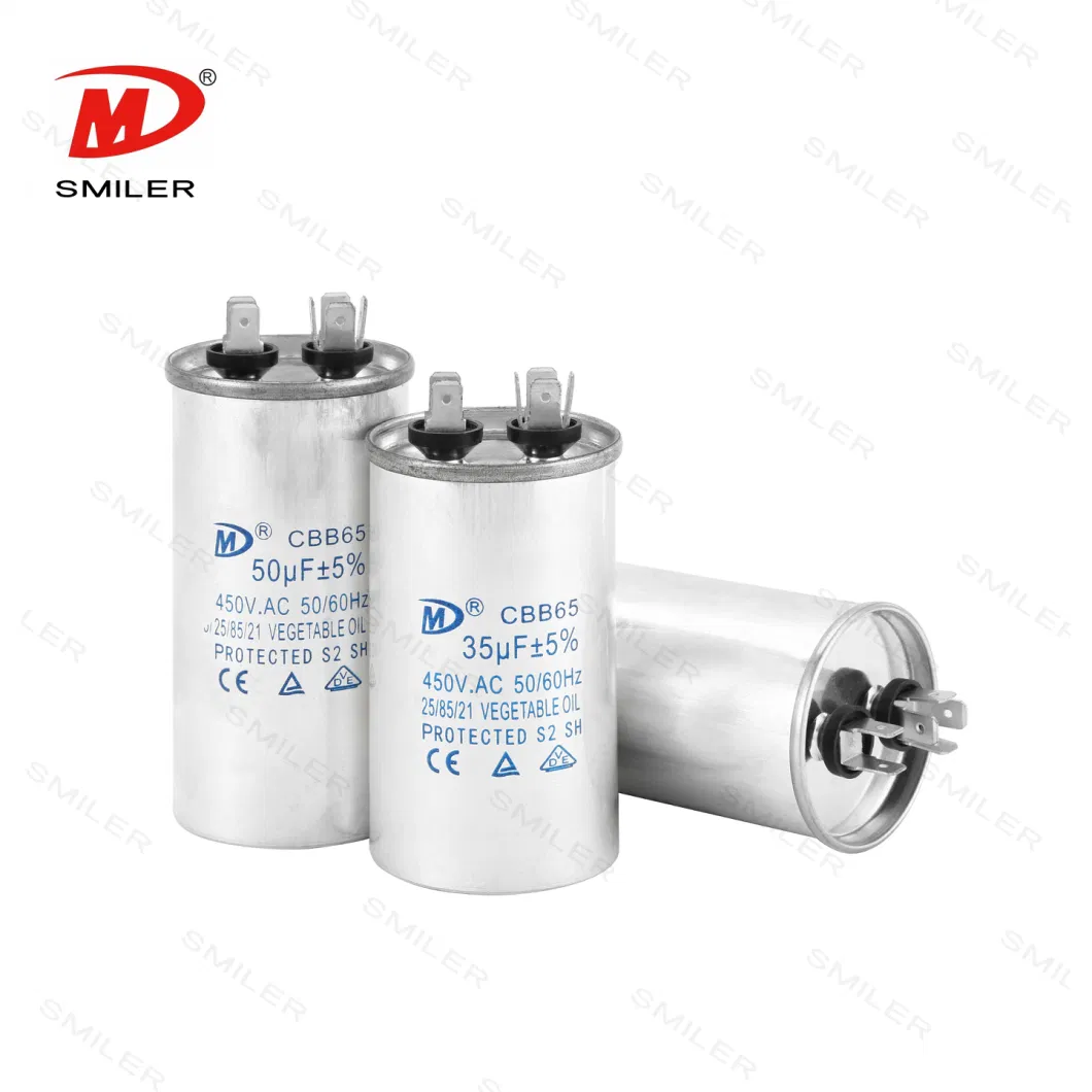 Cbb65 50UF 60UF 70UF Aluminum Electronics Polypropylene Film Capacitor with a Large Capacity