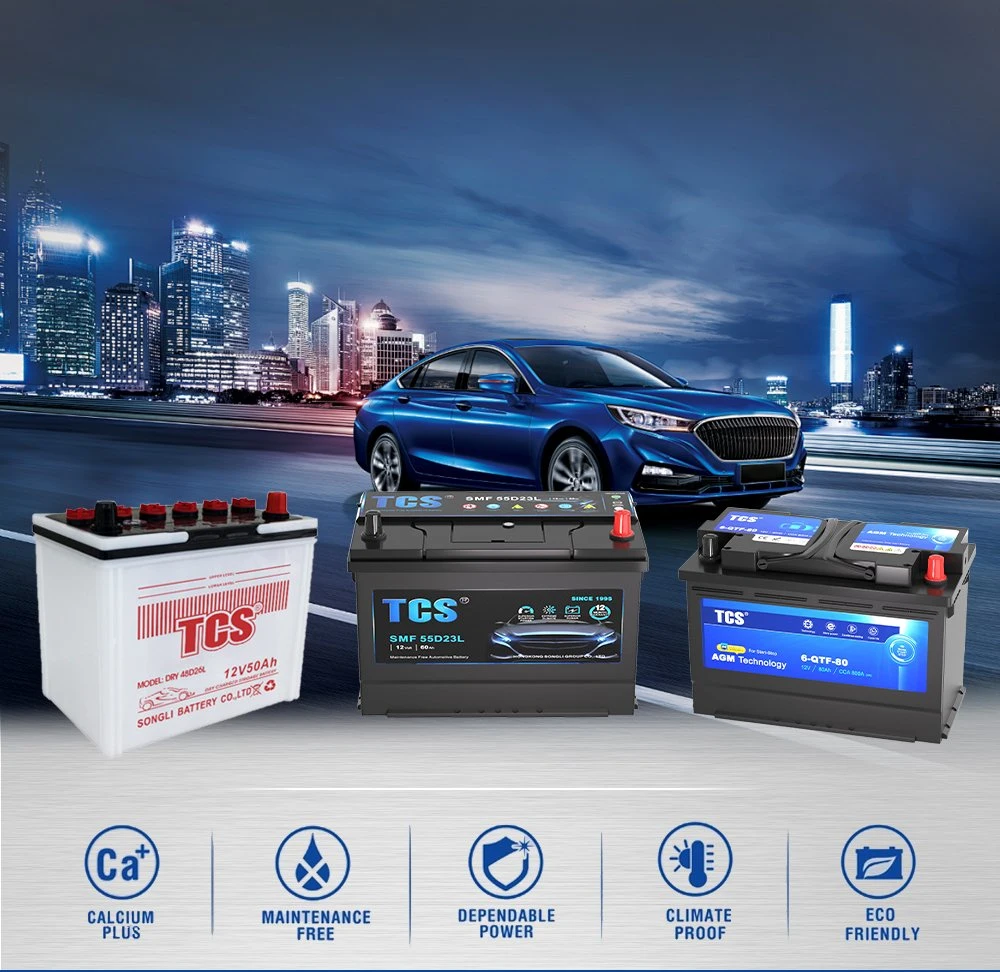 Tcs Factory Price 55559mf CCA560 55ah Super Capacitor Car Battery Supplier of Car Batteries AGM Battery Automotive for Mine Vehicle