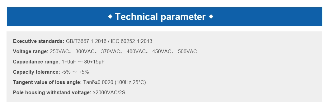 Cbb60 High Quality Customizable Air Conditioner Part Motor Run Capacitors