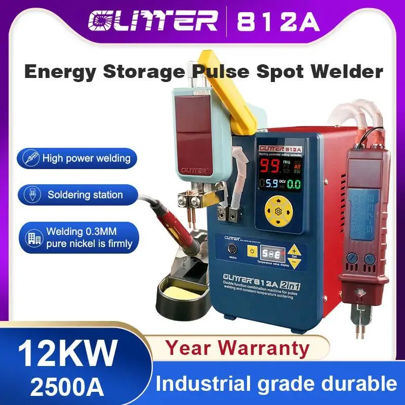 Glitter 12.6W 2500A Glitter 812A Aluminium to Nickel Spot Welding Machine Capacitor Inverter Energy Storage Pulse Spot Welder