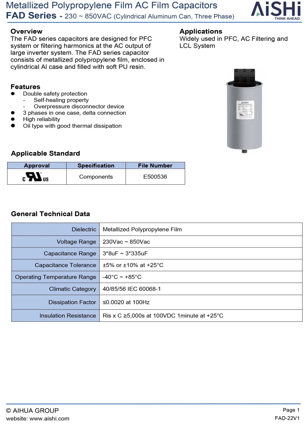 AC Filter Capacitor 450VAC 60UF Electrical Equipment Supplies Capacitor in-Rush Limiting Reactors