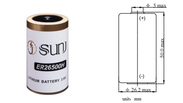 C Size 3.6V 8500mAh Un38.3 Certified Er26500h Lithium Battery for Smart Cities