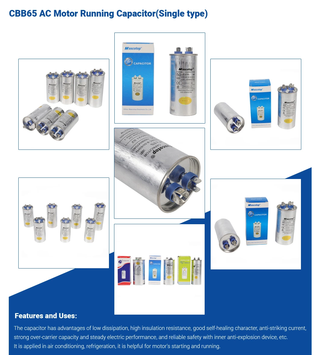 Cbb65 Run Capacitor Aluminium Electrolytic Capacitor