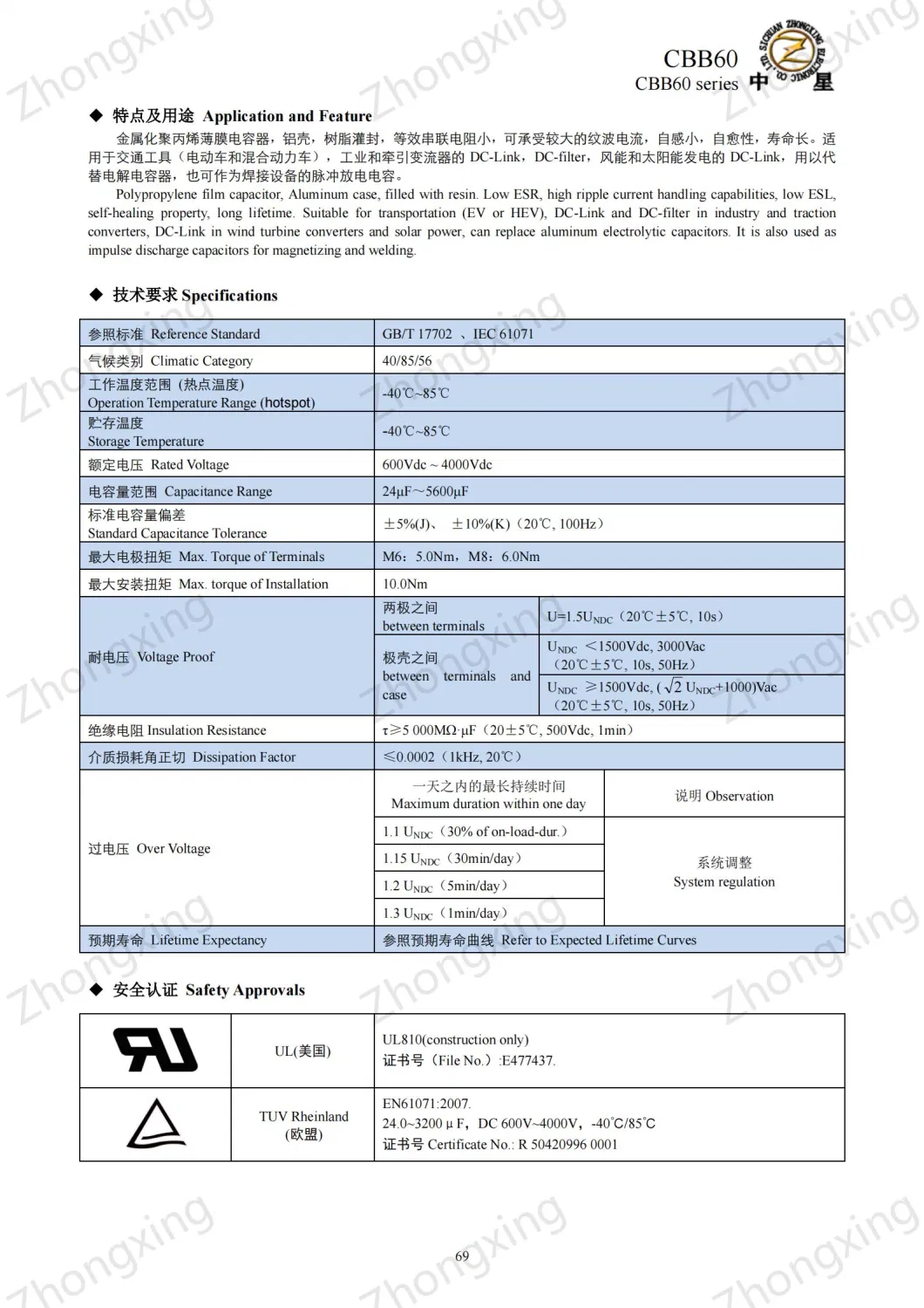 DC-Link Low ESR, Low ESL Solar/Wind Power Capacitor