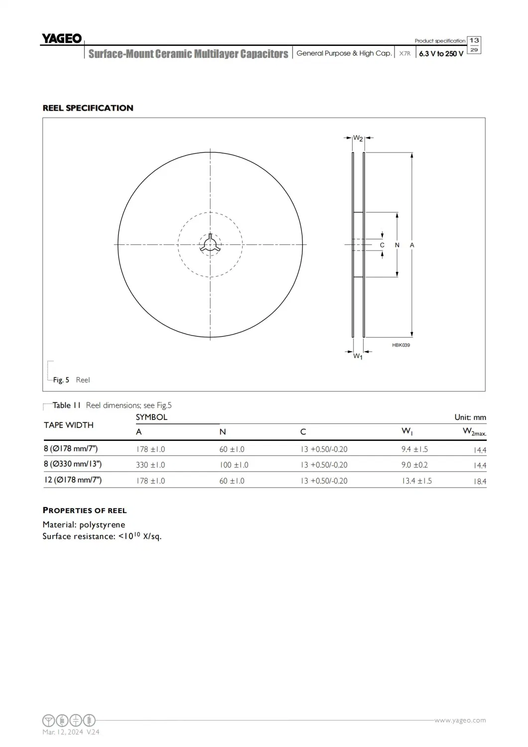 MLCC CC1206JRX7RABB153 200V 0.015uF X7R 5% 1206 High Voltage Ceramic Capacitor Yageo