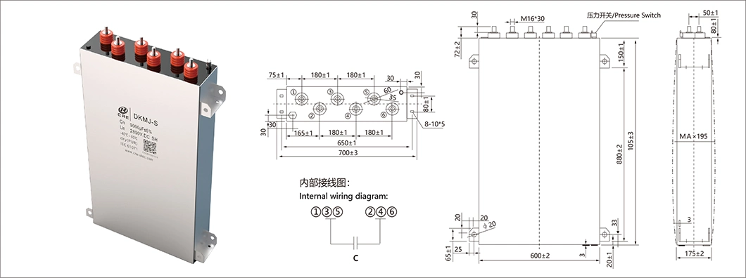 Compact Package Metallized Film Resonance Capacitor Self Designed Large Voltage and Current