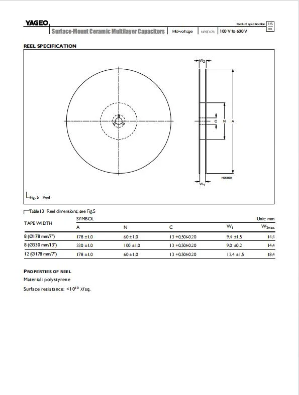 MLCC CC0805BRNPOABN4R1 200V 4.1pF C0G 0.1pF 0805 High Voltage SMD/SMT Capacitor Yageo