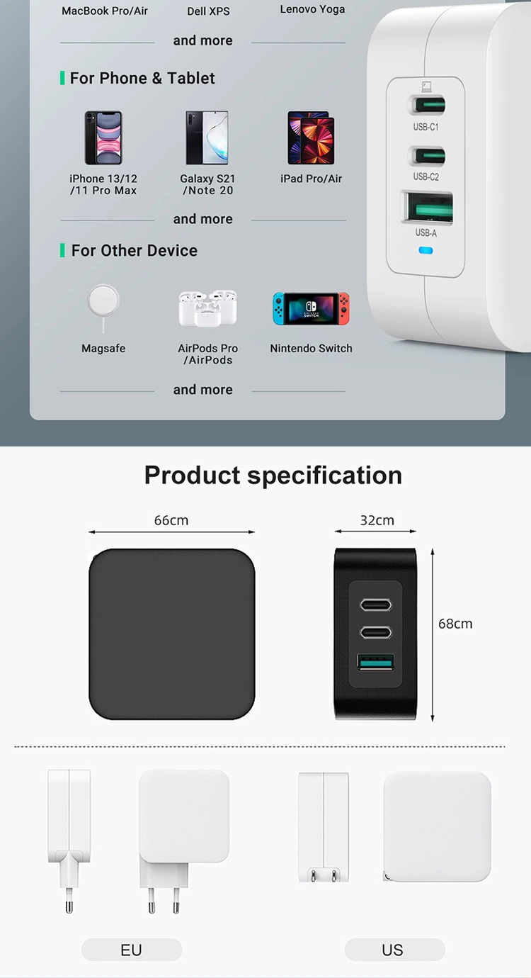 100W Gna Charger Type-C for Phone Fast Wall Charger