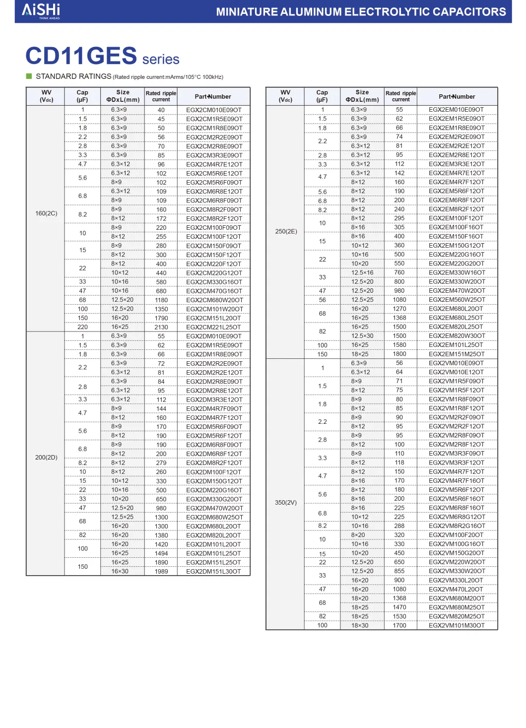 Aishi Brand 560UF 6.3V Aluminum Electrolytic Capacitor