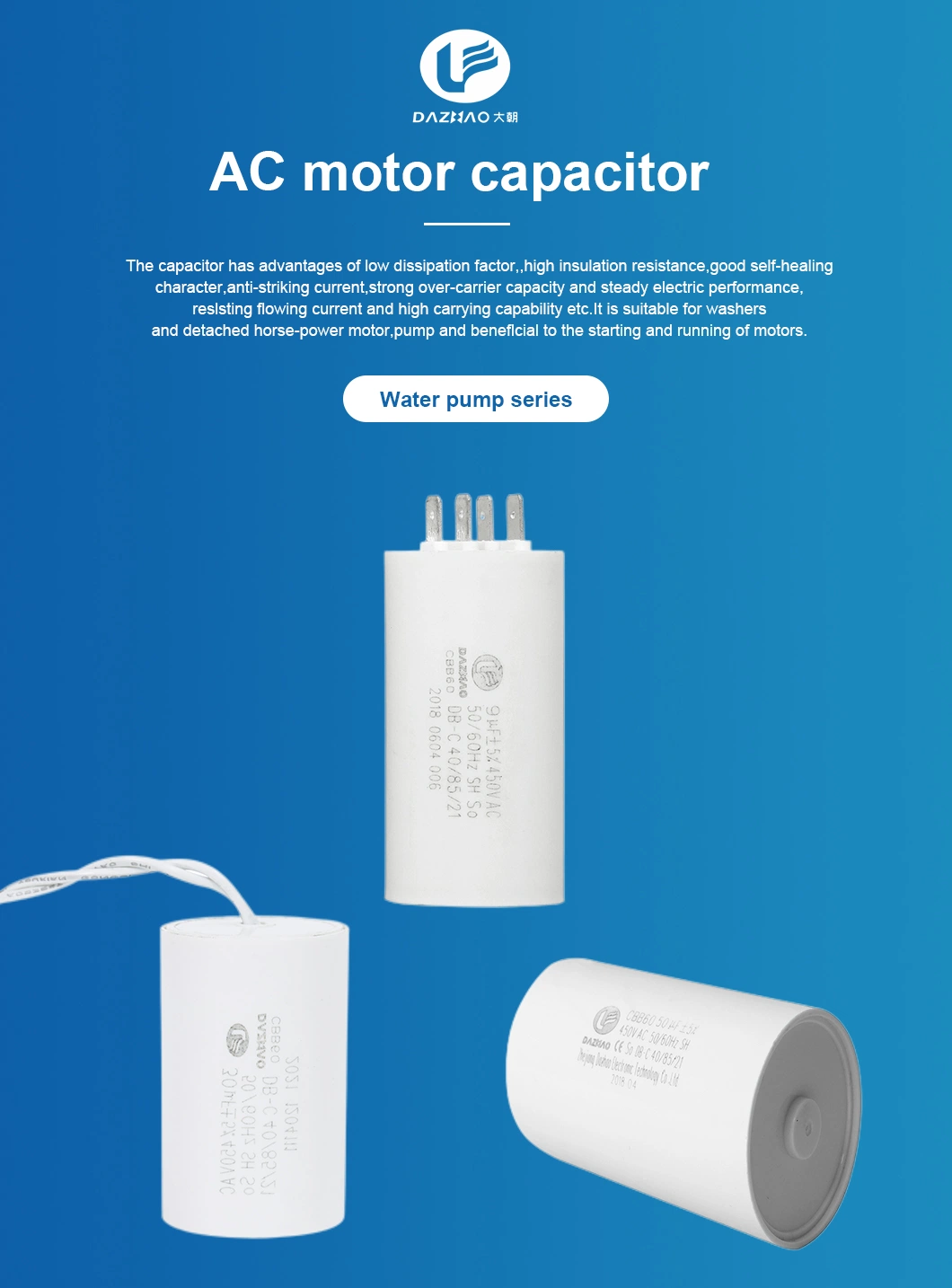 Cbb60 High Quality Customizable Air Conditioner Part Motor Run Capacitors