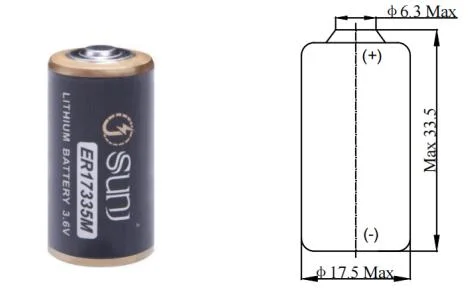 2/3A Industrial 1700mAh Er17335 3.6V 2/3A Lithium Battery Er17335m 1900mAh Batteries