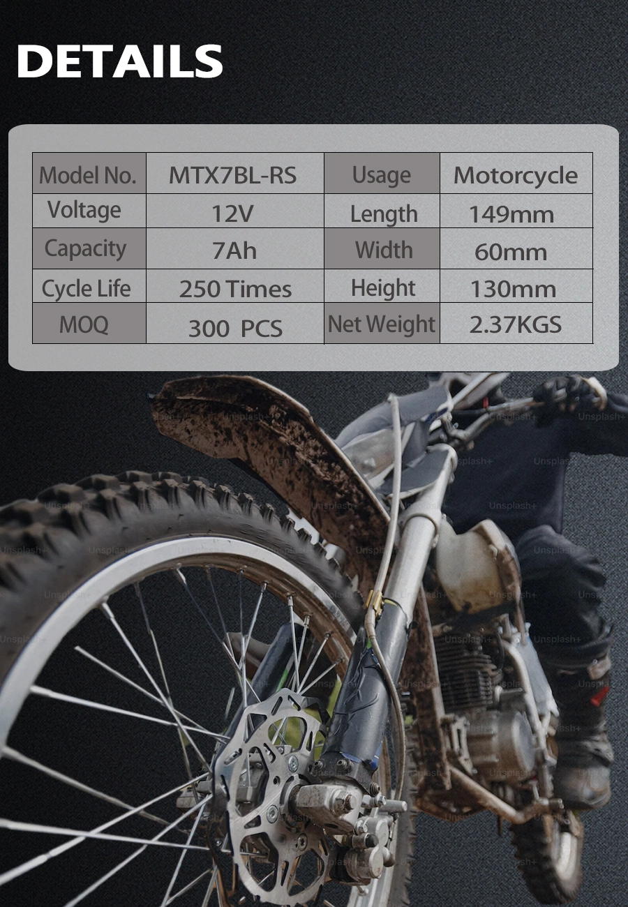 Reliable Starting Power AGM Motorcycle Moto Battery 12V 7ah