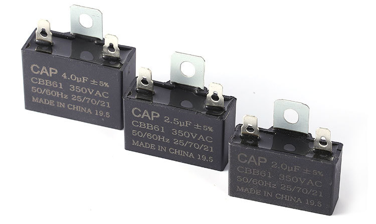 Power Capacitor 25UF 250V Cbb61 AC Starting Fan Capacitors with Terminal Motor Original Manufacturer 0.1UF~35UF Datasheet Smiler