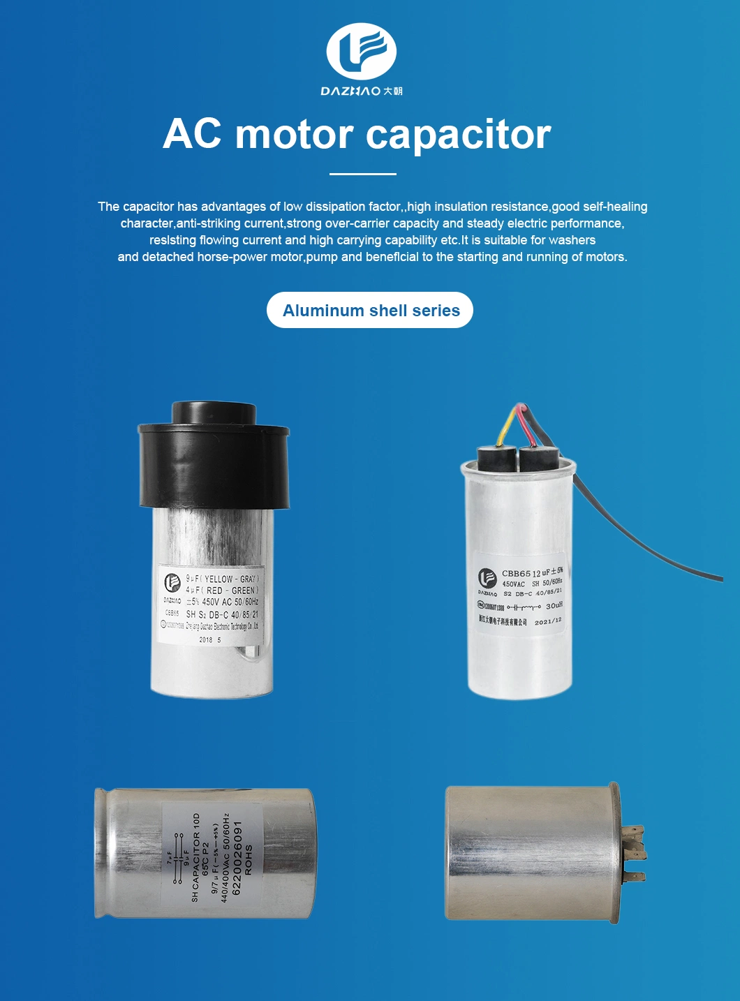 AC Metalized PP Film Cbb65 Capacitor Manufacturer