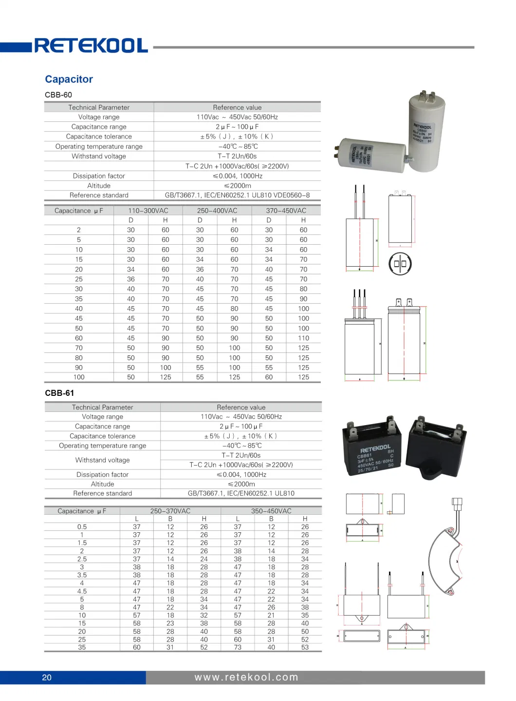 Cbb65 450acv Air Conditioner Parts Motor Run Capacitor