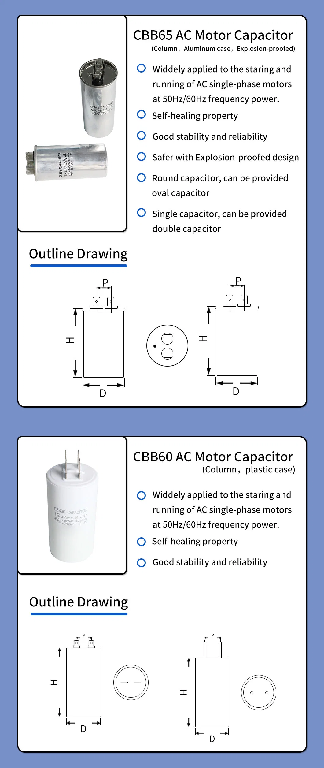 High Stability Capacitor for Washer and Pump