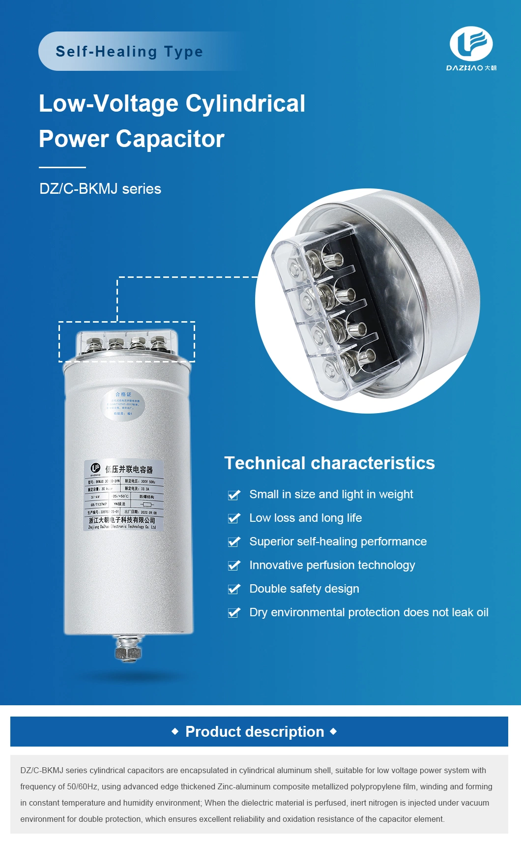 Original Manufacturer kvar Power Capacitors 450V 50Hz/60Hz 15kvar Power Factor Correction Capacitor