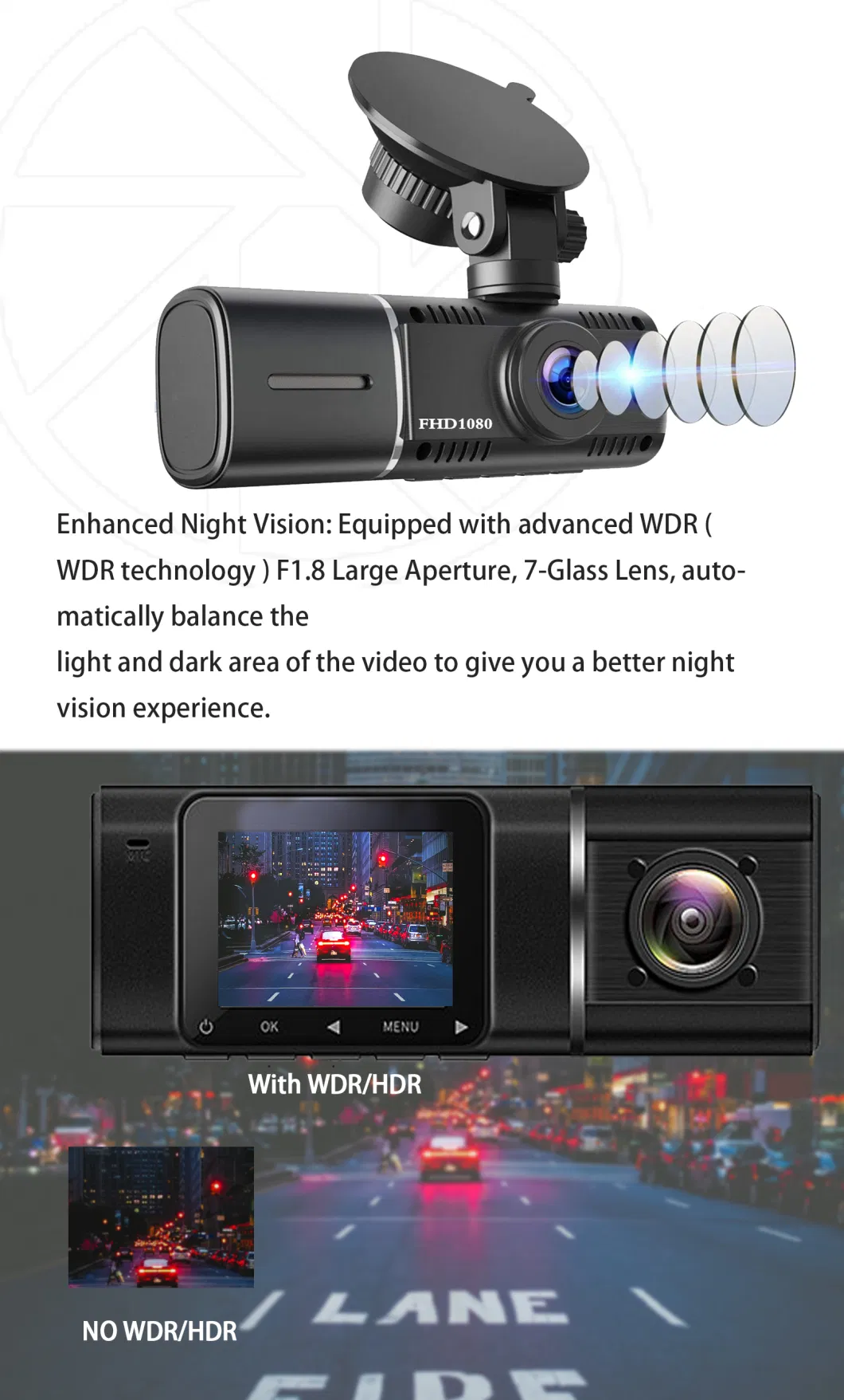 1.5&quot; Dual Lens HD 1080P Car DVR Dual Dash Cam Front and Inside Doble camera Infrared Night Vision Vehicle Camcorder Car Dash Camera 2 Camera Dashcam