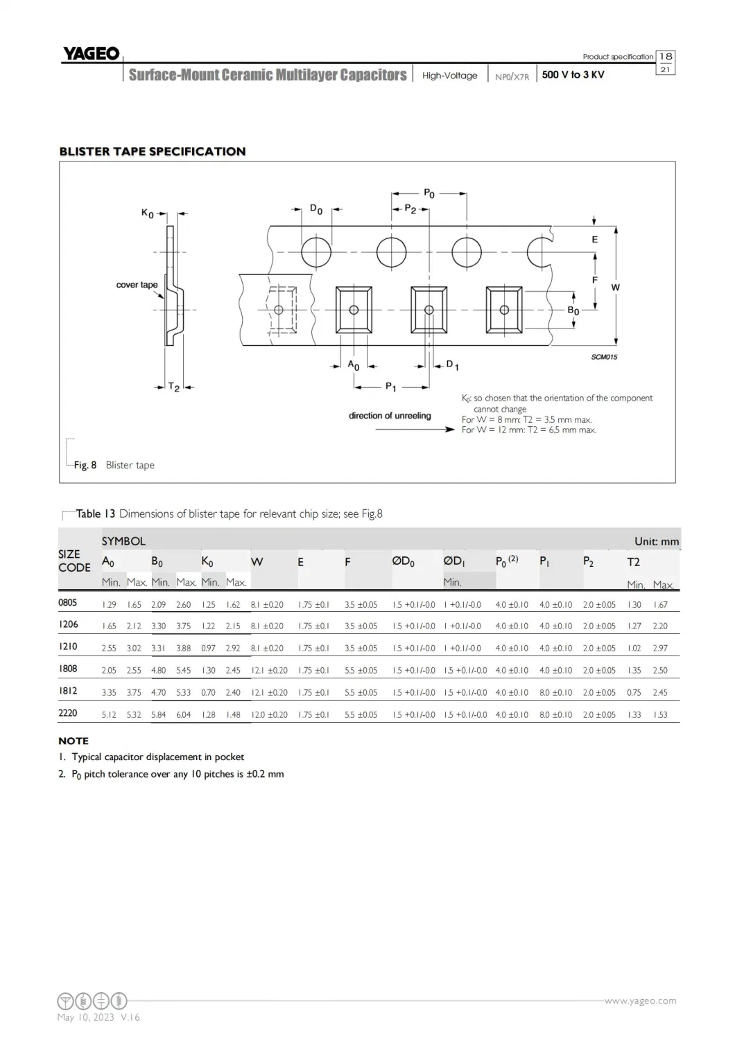 Mlcc CC1210KKX7RBBB332 500V 3300pF X7R 1210 10% General Purpose&amp; High SMT/SMD Capacitor Yageo