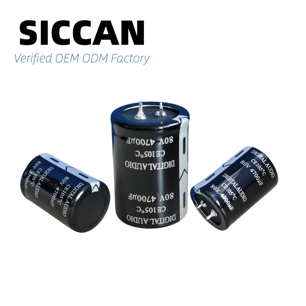 Factory Sale Audio Grade Electrolytic Capacitor 80V 4700UF 105&deg; C Snap-in Terminal Type