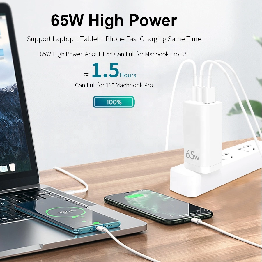 Top Selling Products 3 Ports 65W Max GaN Charger for Phone