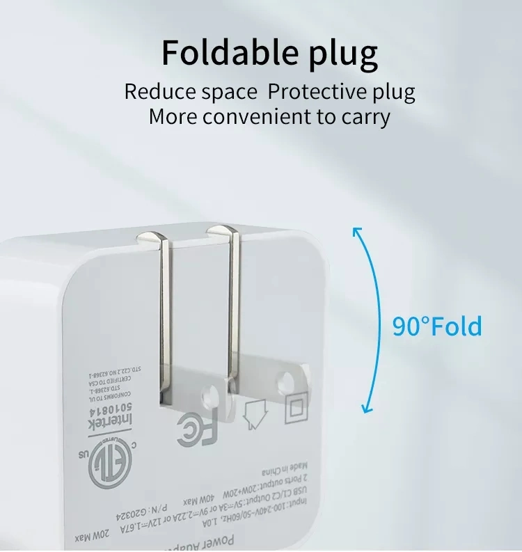 35W USB Type A/C Us/UK/EU Plug Fast Phone Charging Head Pd