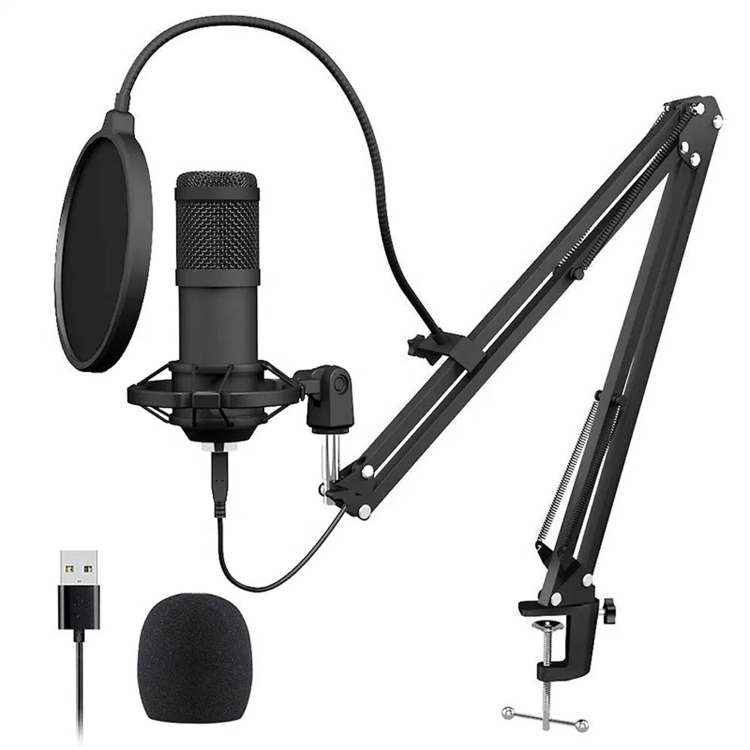 192kHz 24bit Plug Play PC Computer Podcast Condenser Cardioid Metal Mic Kit for Singing Youtube USB Microphone