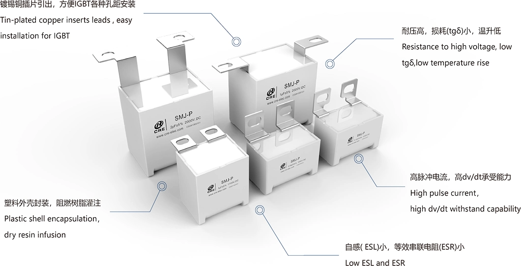 Supplier Power Factor Correction 3.3UF 1000V. DC Metallized Film Capacitor with Conduction Cooled