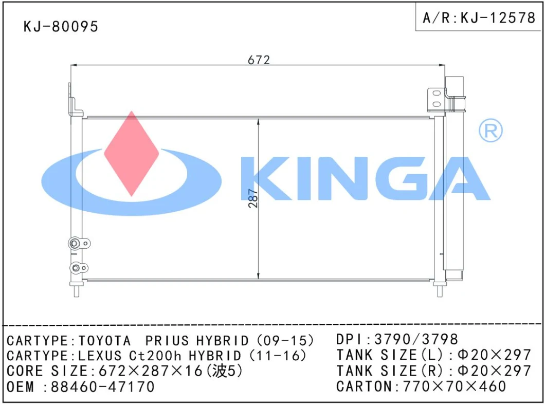 Quanlity Condenser Toyota Prius Hybrid 09&prime;