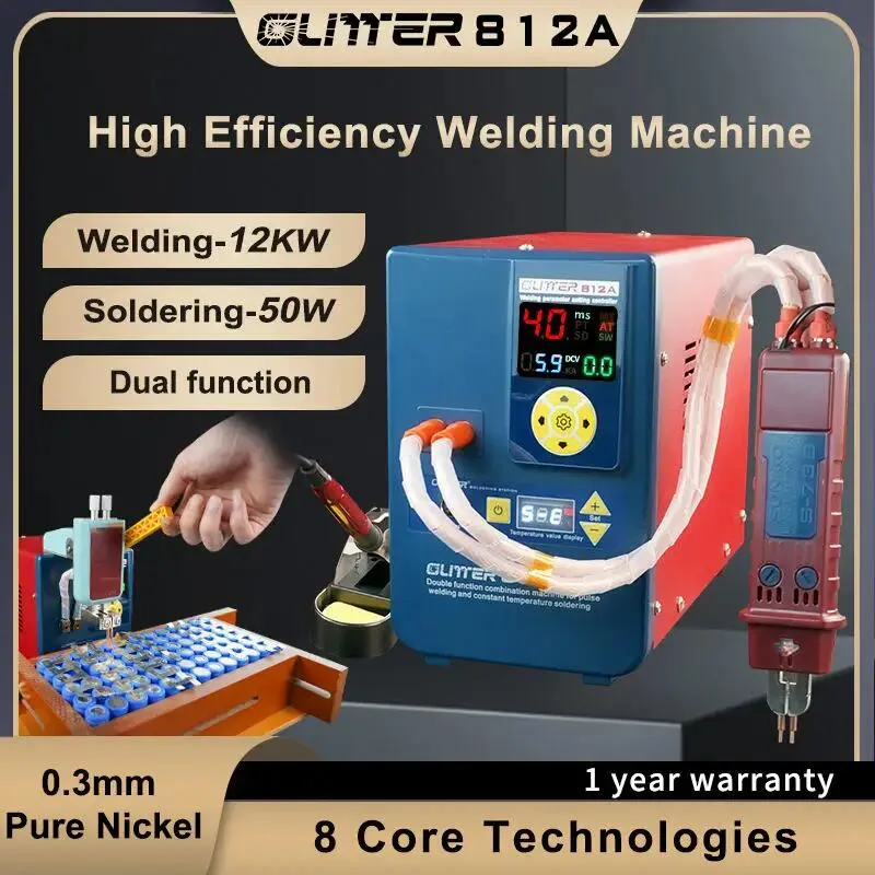 Glitter 12.6W 2500A Glitter 812A Aluminium to Nickel Spot Welding Machine Capacitor Inverter Energy Storage Pulse Spot Welder