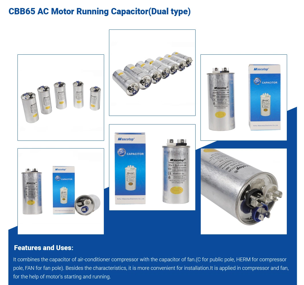 Mascotop Safe Cbb65 Capacitor Made in China