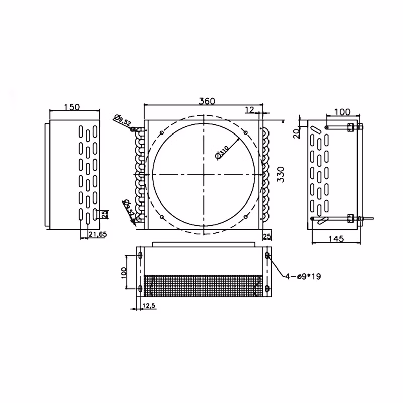 1.5HP Aluminum and Copper Refrigeration Single Fan Hole Condenser 4.4
