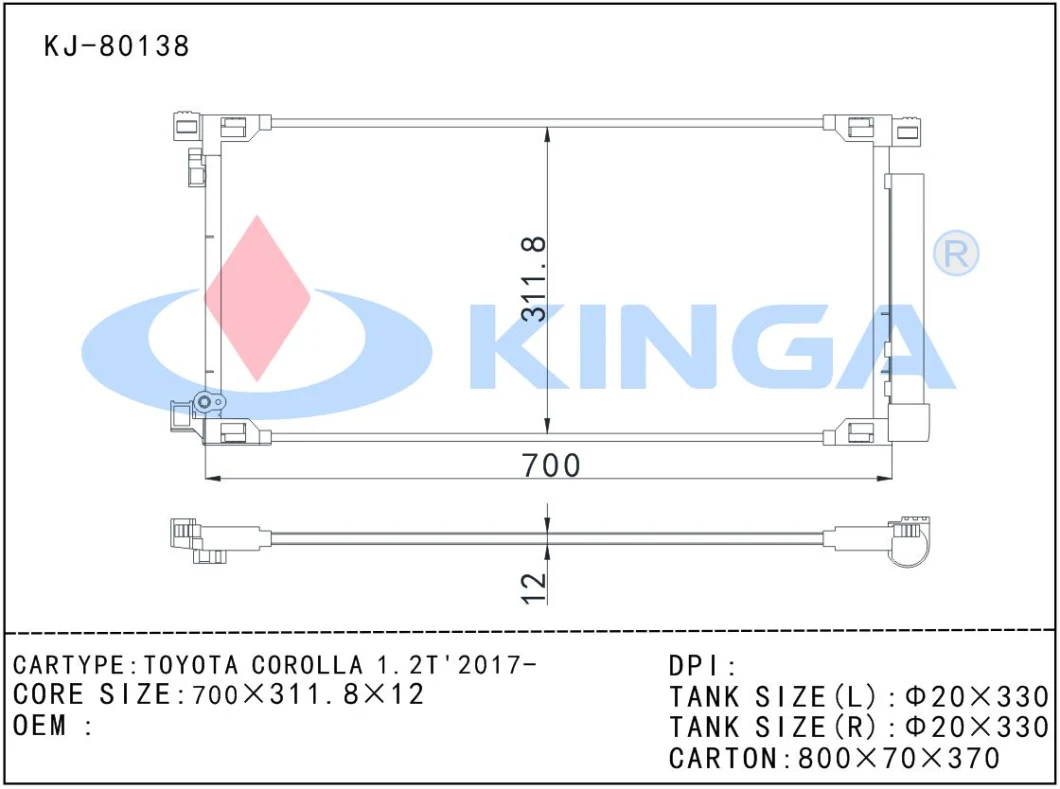  Condenser for Crown&prime; 15- for Toyota