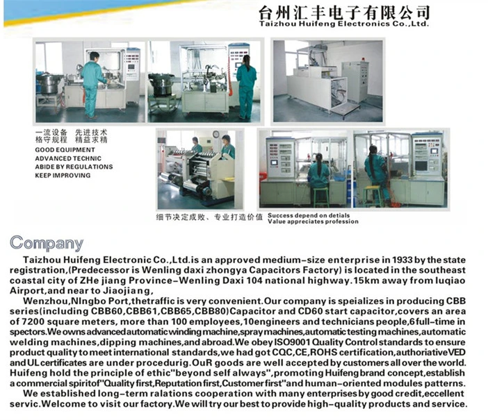 Cbb61 8UF 450V Customizable Low Loss Capacitor with Pins