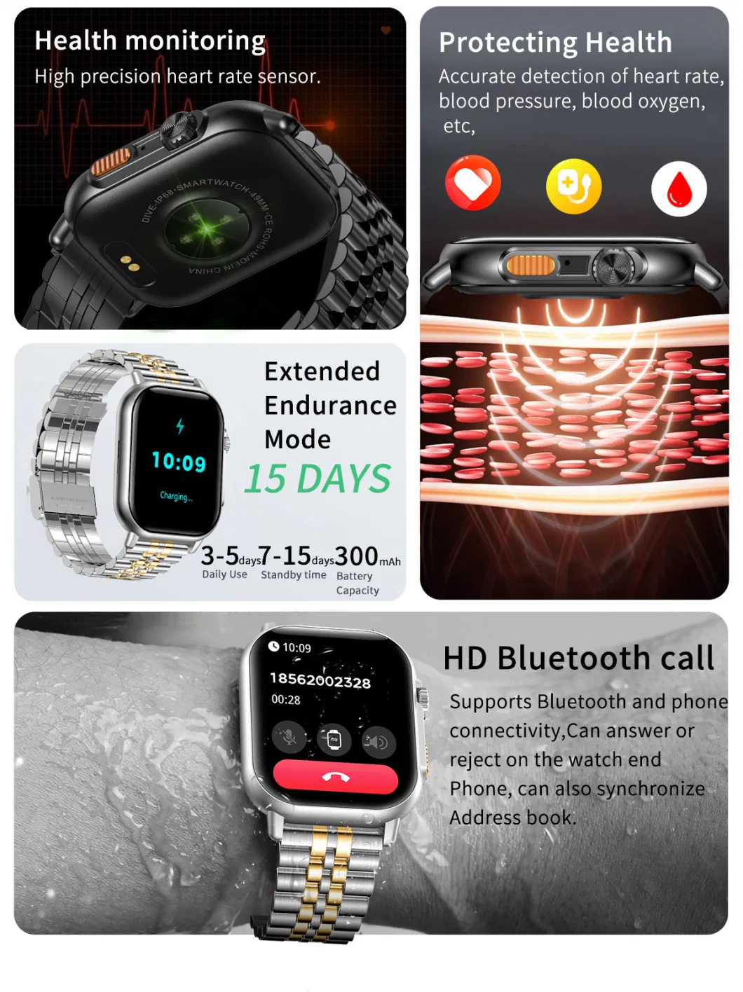 GS8 GS9 Ultra New Smart Electronic Heart Rate Monitor Bluetooth Bracelet Smartwatch