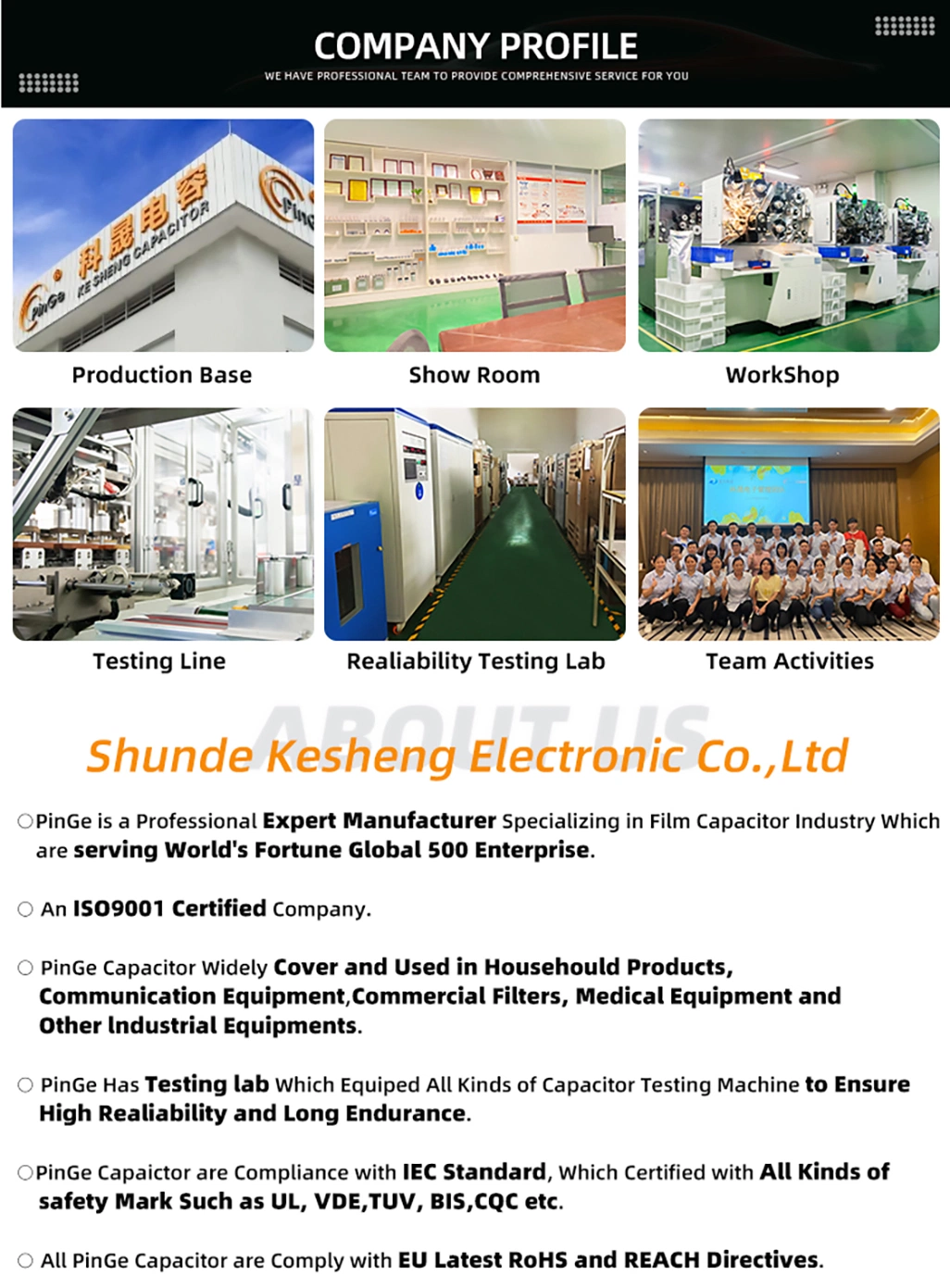 Ks Pinge Cbb61 Fan Capacitor 250V 450V Original Motor Surface Film Mount Package Temperature Origin Type Air Conditioner Capacitor