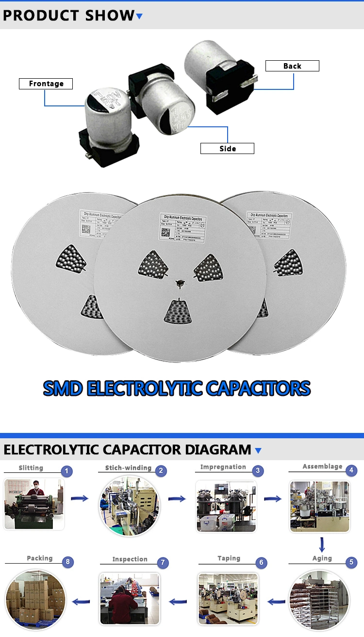 SMD Aluminum Electrolytic Capacitor 25V 100UF Chip Capacitors