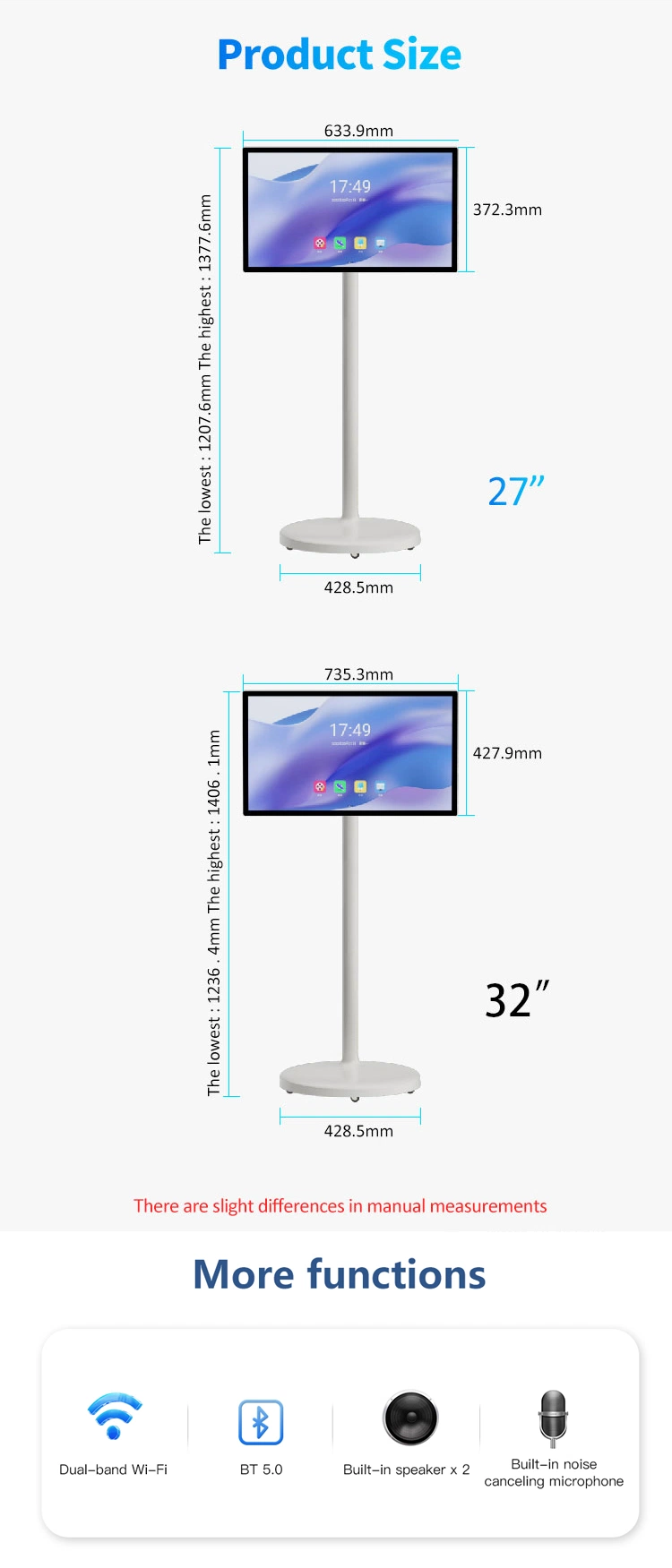 21.5 24 27inch Standby Me Android Smart Monitor Touch Screen Rotatable WiFi Floor Standing Smart TV Work Studying Workout Gaming