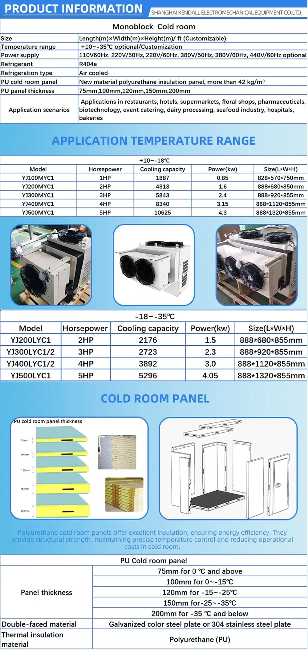 Monoblock Cooling System Condensing Unit Refrigeration Equipment Compressor Condenser